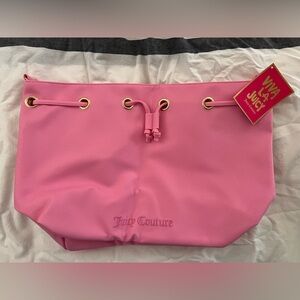 Juicy Couture Pink Pebbled Drawstring Tote with Gold Hardware